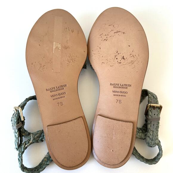 Ralph Lauren Purple Label Maralyn Raffia Ankle Strap Sandal Size 7B - Picture 7 of 9